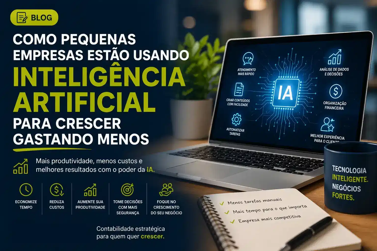 Capa do artigo “Como pequenas empresas estão usando Inteligência Artificial para crescer gastando menos”