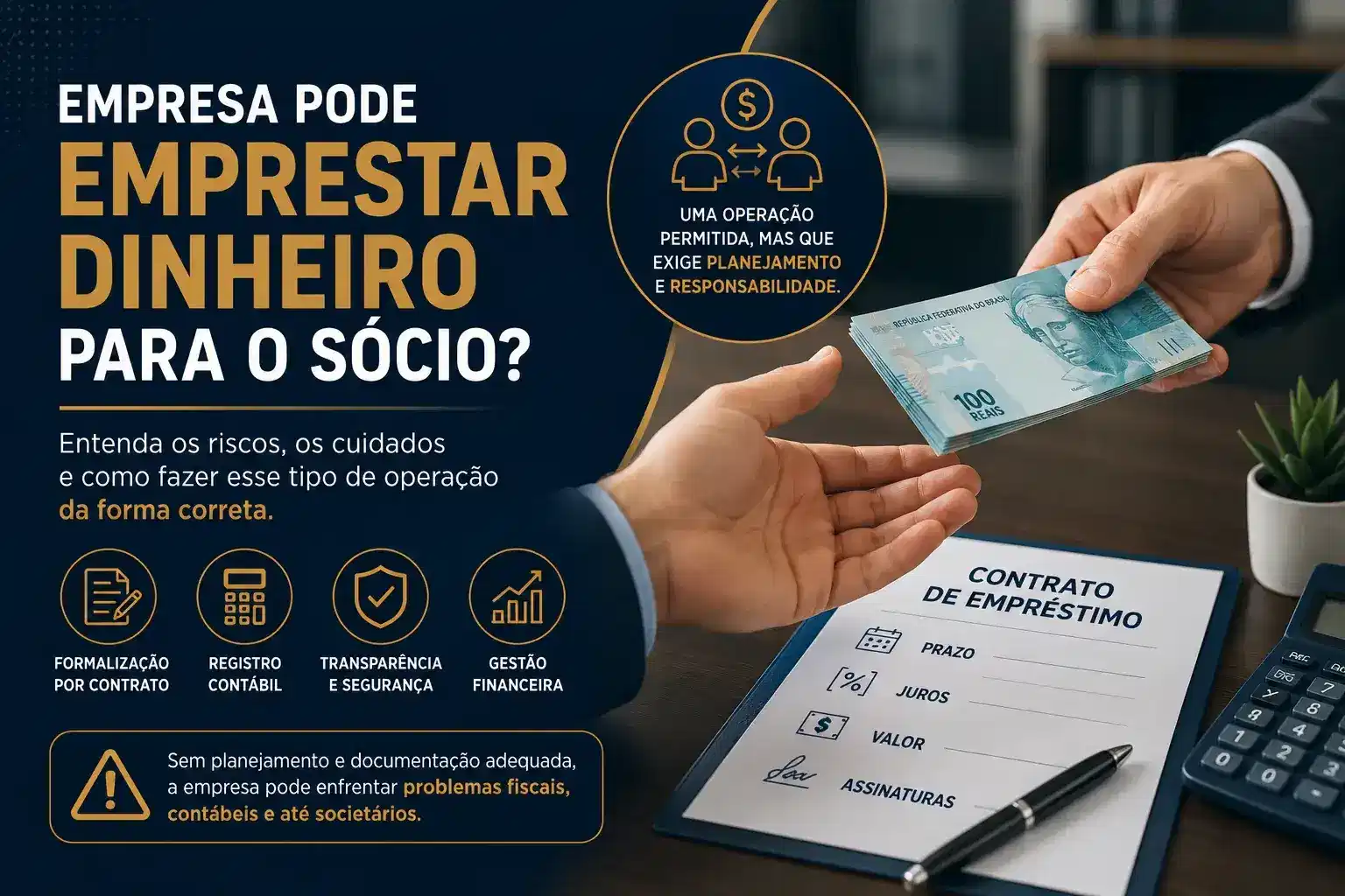Capa do artigo “Empresa pode emprestar dinheiro para o sócio? Entenda os riscos e os cuidados necessários”