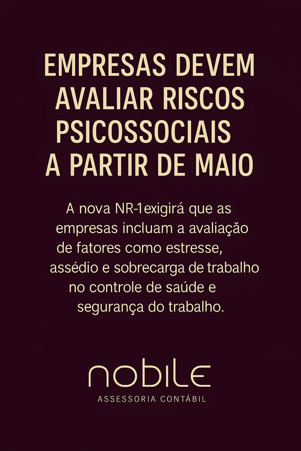 Capa do artigo “Empresas devem avaliar riscos psicossociais a partir de maio: entenda a nova exigência da NR-1”