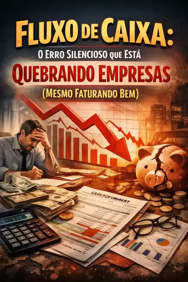 Capa do artigo “Fluxo de caixa: o erro silencioso que está quebrando empresas (mesmo faturando bem)”