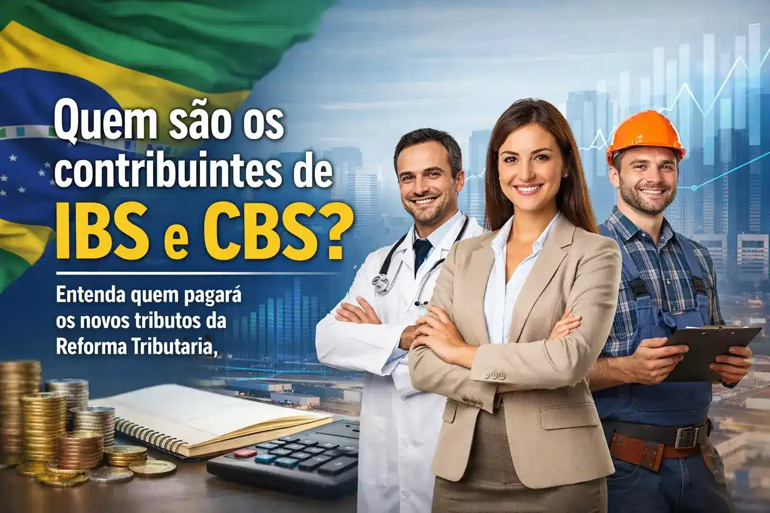 Capa do artigo “Quem são os contribuintes de IBS e CBS? Entenda quem pagará os novos tributos da Reforma Tributária”