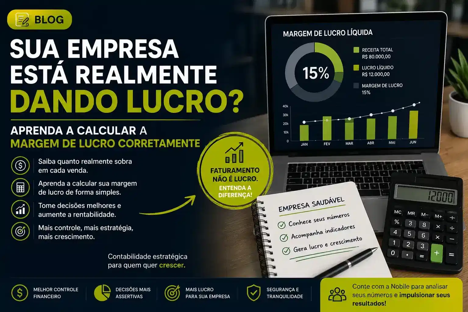 Capa do artigo “Sua empresa está realmente dando lucro? Aprenda a calcular a margem de lucro corretamente”